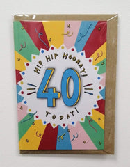 40 today hip hip hooray card