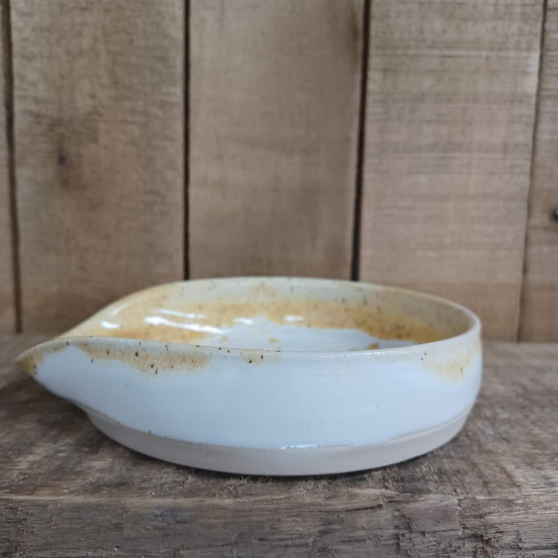 Ceramic spoon rest - yellow speckle glaze