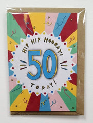 50 today hip hip hooray card