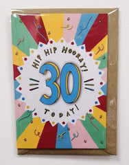 30 today hip hip hooray card
