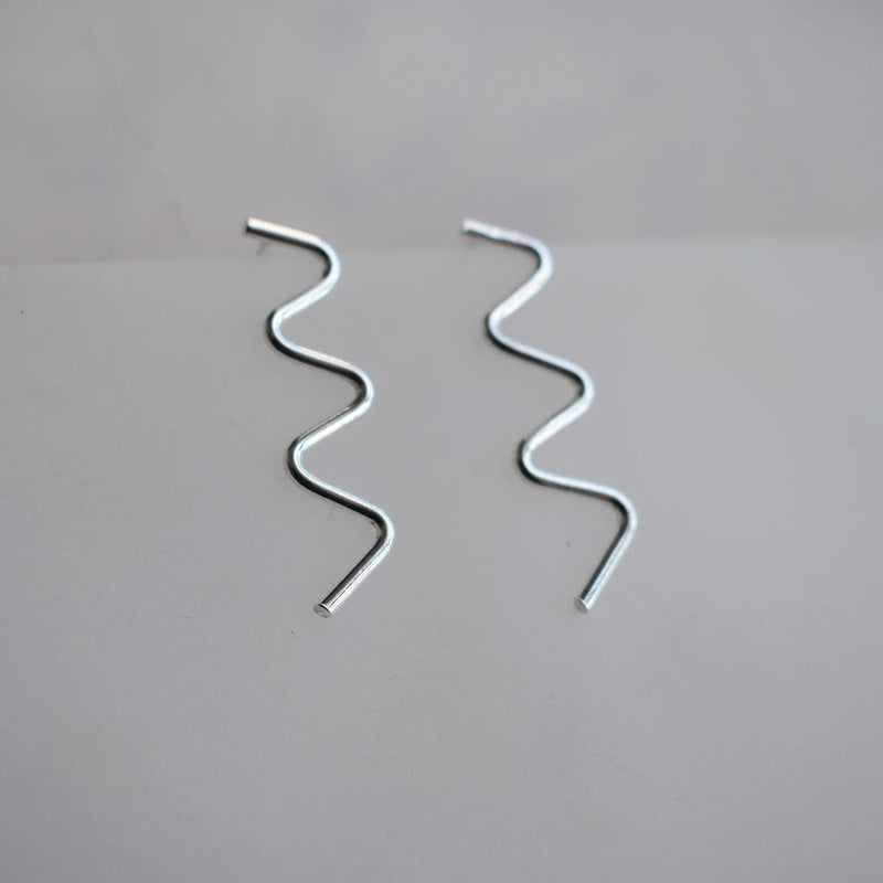 Sterling silver squiggle studs