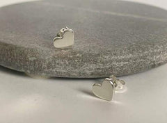 Sterling silver solid heart studs
