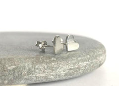 Sterling silver solid heart studs