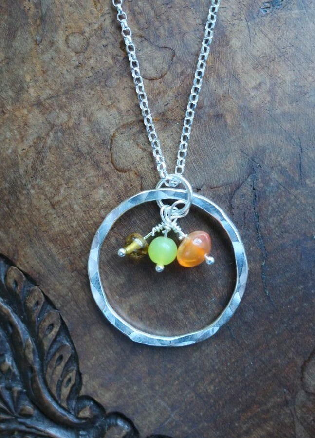 Sterling silver 'Sunshine' necklace with Carnelian, Lemon Jasper and Citrine