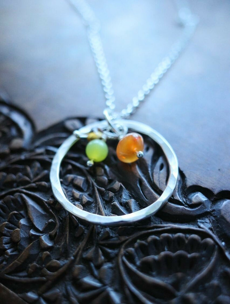 Sterling silver 'Sunshine' necklace with Carnelian, Lemon Jasper and Citrine