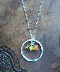 Sterling silver 'Sunshine' necklace with Carnelian, Lemon Jasper and Citrine