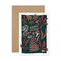 Happy birthday woodland mushrooms card