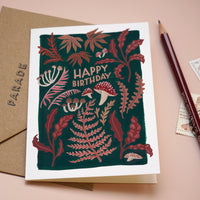 Happy birthday woodland mushrooms card